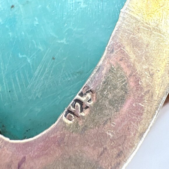 VTG Sterling Silver 925 Turquoise & Blue Topaz Pendant Size 2.5" Length - Picture 6 of 11